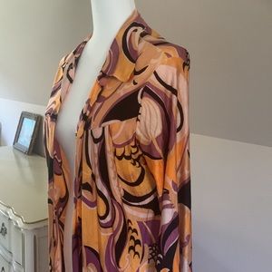vintage 1970s psychedelic print button down dress / jacket